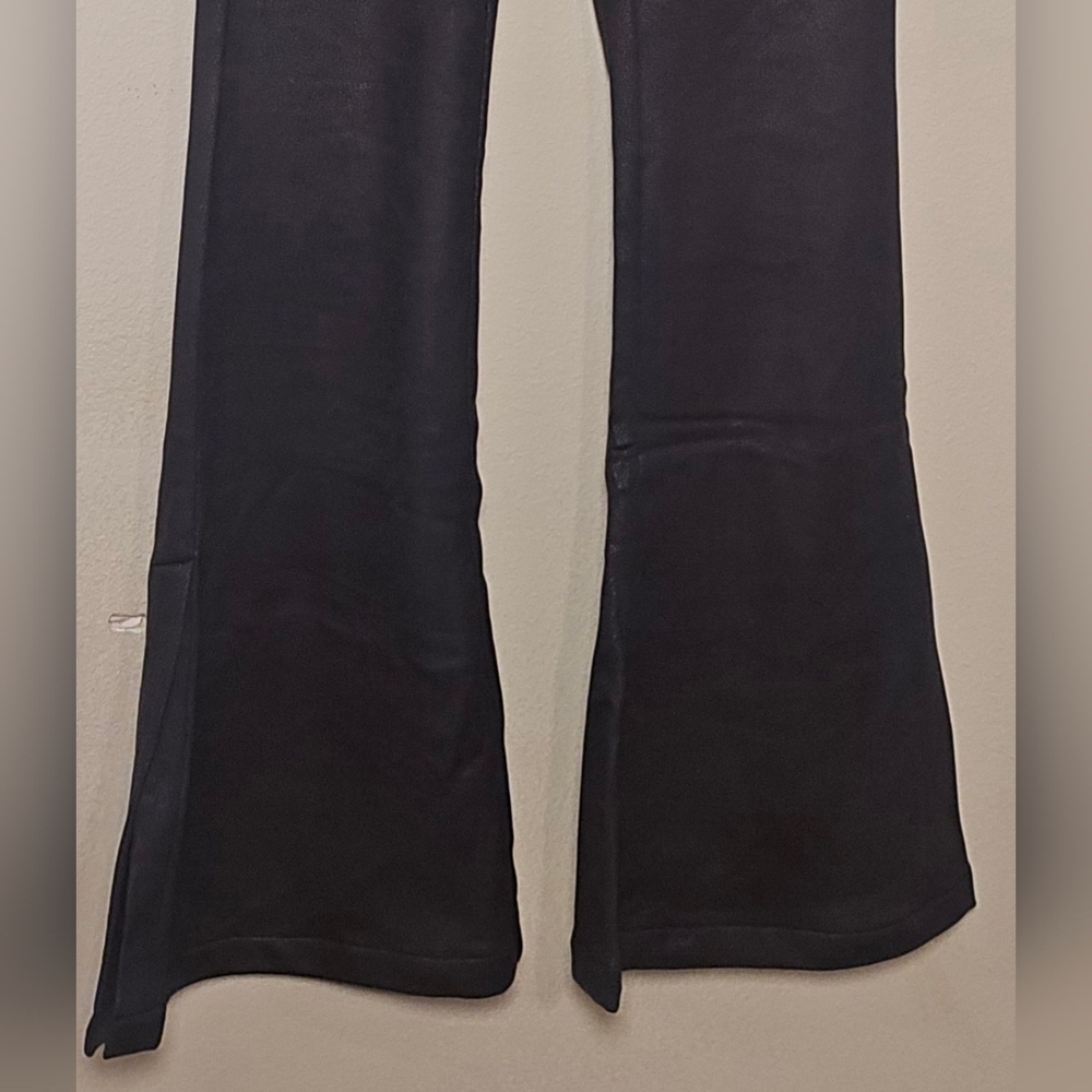 Womens Black Dancemarvel Faux Leather Flare Pants M 41L NWT - Picture 2 of 4